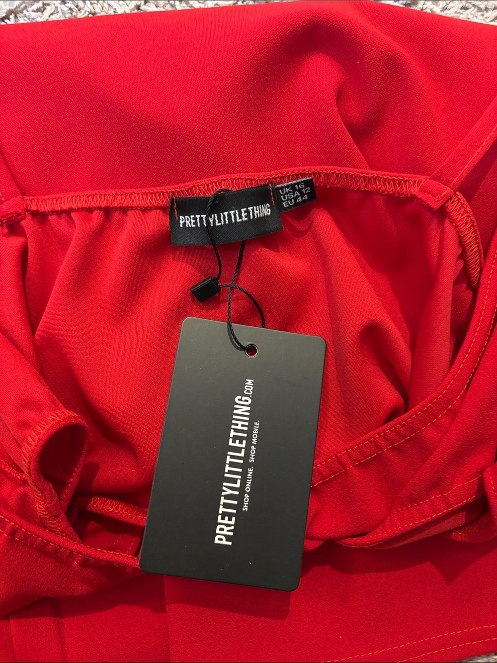 PrettyLittleThing Red Spaghetti Strap Mini Dress - Picture 2 of 3